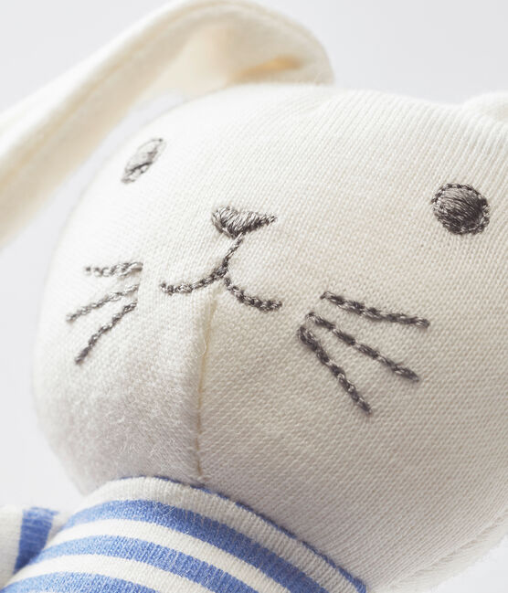Doudou lapin hochet bébé mixte bleu SMOKING/blanc MARSHMALLOW