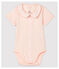 Body manches courtes à col rose bébé fille en coton biologique rose FLEUR/bleu EDNA