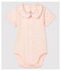 Body manches courtes à col rose bébé fille en coton biologique