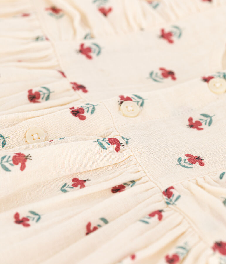 Robe et bloomer imprim&eacute;s en gaze de coton b&eacute;b&eacute; blanc AVALANCHE/ MULTICO