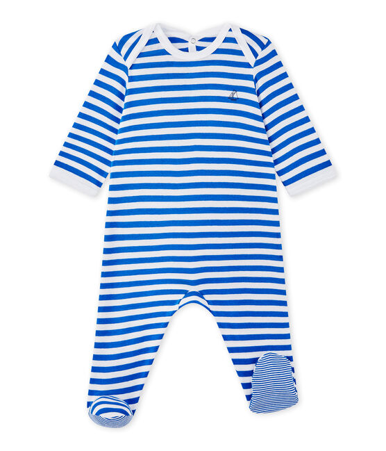 Dors bien bébé garçon à rayures bleu PERSE/blanc ECUME