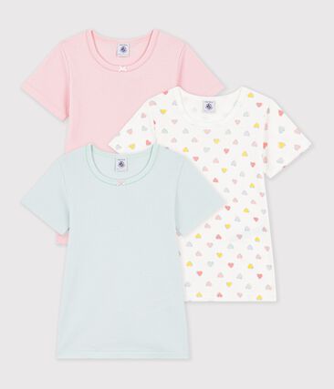 Lot de tee-shirts enfant en coton manches courtes à cœurs