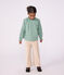 Blouse enfant en coton &agrave; col manches longues imprim&eacute;e vert/blanc