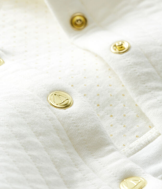 Manteau b&eacute;b&eacute; fille en tubique matelass&eacute; blanc