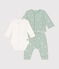 Ensemble 3 pièce en tubique bébé vert HERBIER/blanc MULTICO