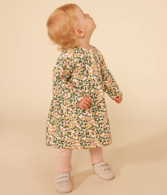 Robe manches longues en tubique et legging en coton bébé blanc AVALANCHE/ MULTICO