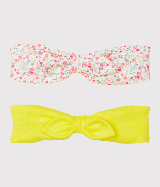 Lot de 2 bandeaux cheveux uni et imprimé bébé fille variante 1