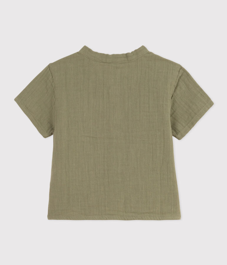Chemise manches courtes b&eacute;b&eacute; en gaze de coton vert MARECAGE