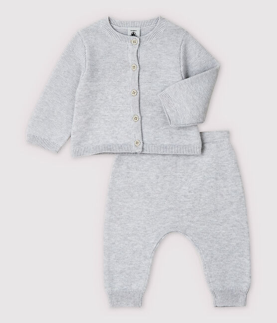 Ensemble 2 pièces gris bébé en tricot de coton biologique gris POUSSIERE CHINE