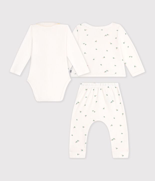 Coffret cadeau b&eacute;b&eacute; en coton imprim&eacute; &agrave; fleurs &eacute;cru/multicouleur