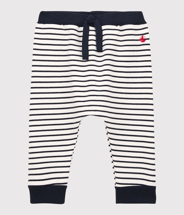 Pantalon en molleton b&eacute;b&eacute;. blanc/bleu
