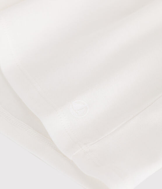 Teeshirt enfant en coton manches courtes à col uni blanc MARSHMALLOW