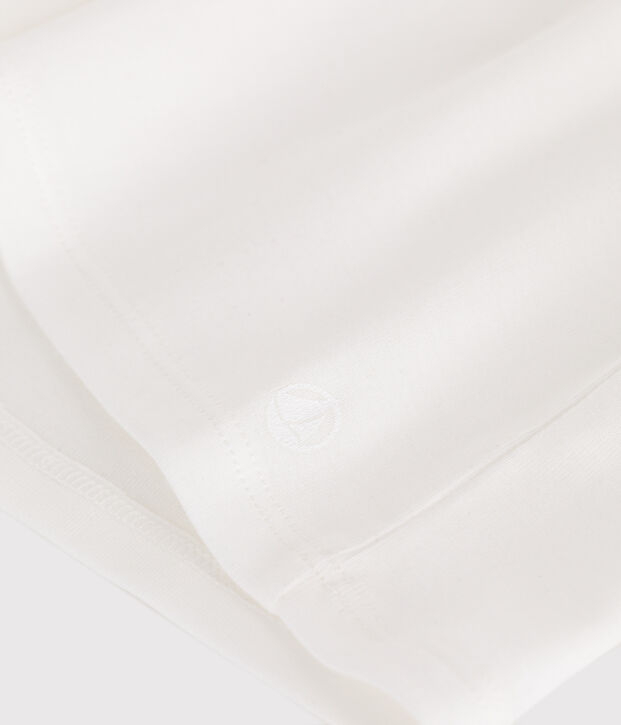 Tee-shirt enfant en coton manches courtes &agrave; col uni blanc