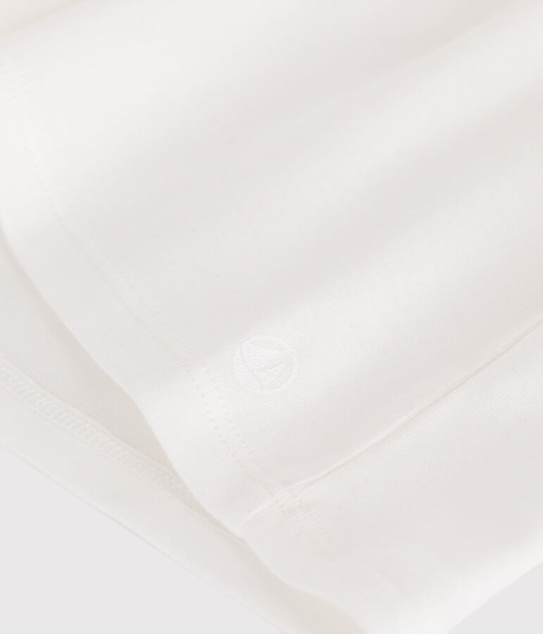 Teeshirt enfant en coton manches courtes &agrave; col uni blanc MARSHMALLOW