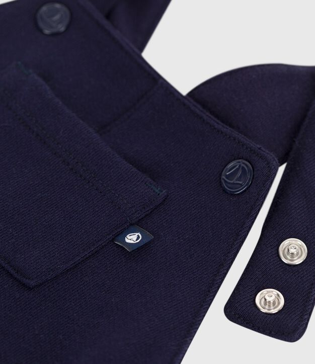 Salopette jambes longues b&eacute;b&eacute; en coton unie bleu marine