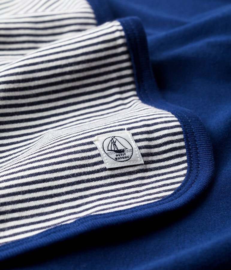 Couverture/nid d'ange anti-ondes en jersey bleu/blanc
