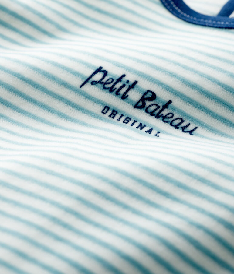 Dors-bien &agrave; rayures b&eacute;b&eacute; en velours blanc MARSHMALLOW/ BRUME