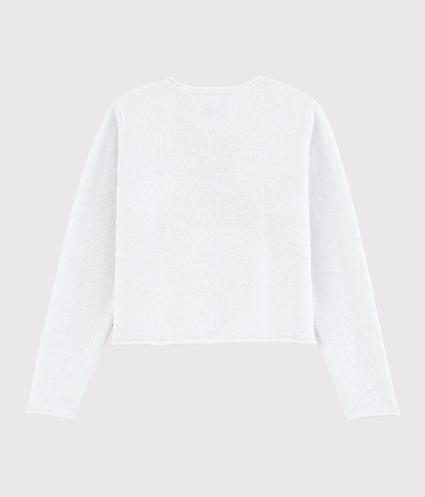Cardigan en coton enfant fille blanc/gris