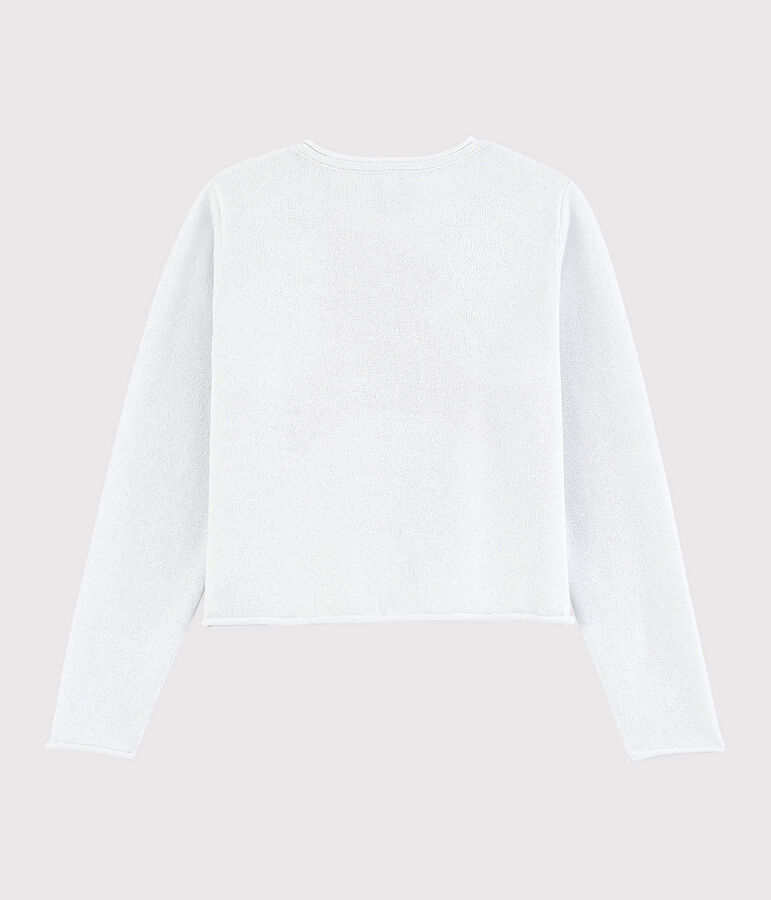 Cardigan en coton enfant fille blanc/gris