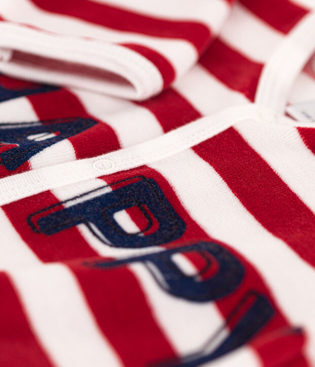 Dors-bien b&eacute;b&eacute; en velours rouge/blanc