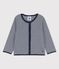 Cardigan rayé milleraies en coton bio bébé bleu SMOKING/blanc MARSHMALLOW