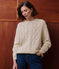Pull femme en laine et coton torsadé uni écru AVALANCHE