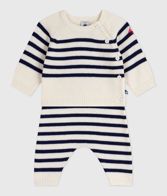 Ensemble 2 pièces bébé rayure marinière en tricot bleu MARSHMALLOW/ SOIR