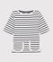 Tee-shirt rayé enfant fille blanc MARSHMALLOW/bleu SMOKING