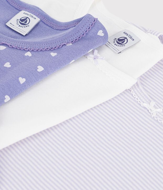 Lot de tee-shirts enfant en coton manches longues &agrave; c&oelig;urs multicouleur