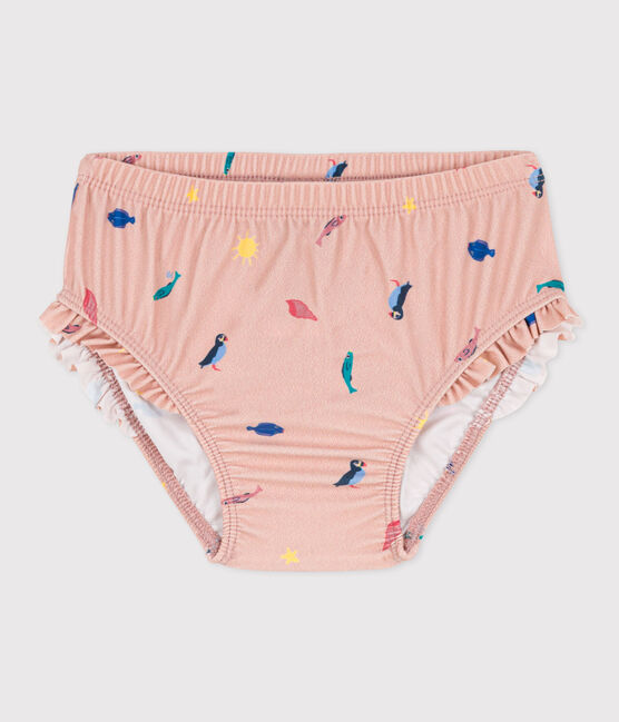 Culotte de bain bébé en matière recyclée rose SALINE/blanc MULTICO