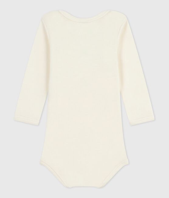 Body manches longues  bébé en laine et coton ECRU 08163