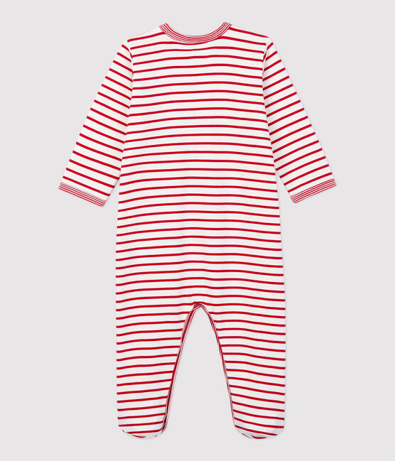Dors-bien bébé avec pied en molleton blanc MARSHMALLOW/rouge TERKUIT