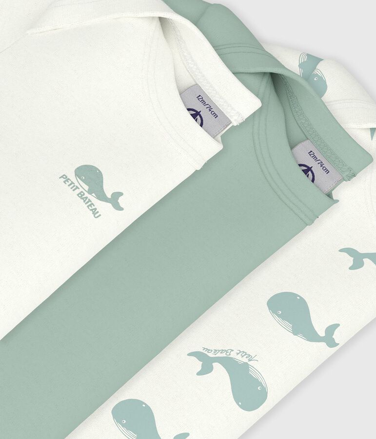 Lot de bodies manches courtes en coton imprim&eacute; baleines b&eacute;b&eacute; variante 1