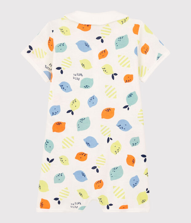 Combicourt citron b&eacute;b&eacute; en coton biologique blanc/multicouleur