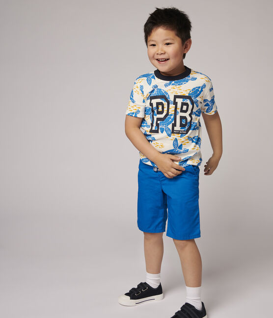 Tee-shirt manches courtes en coton enfant garçon blanc MARSHMALLOW/blanc MULTICO