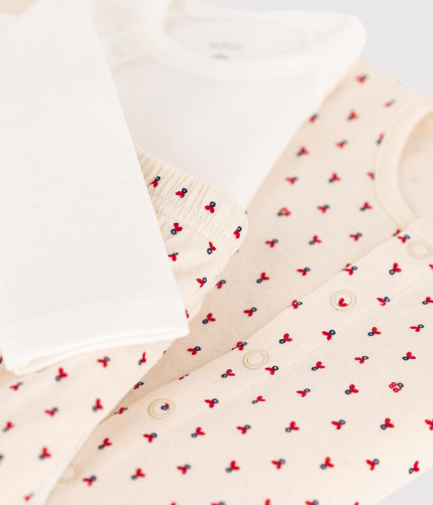 Ensemble 3 pi&egrave;ces b&eacute;b&eacute; en tubique imprim&eacute; graphique blanc/multicouleur