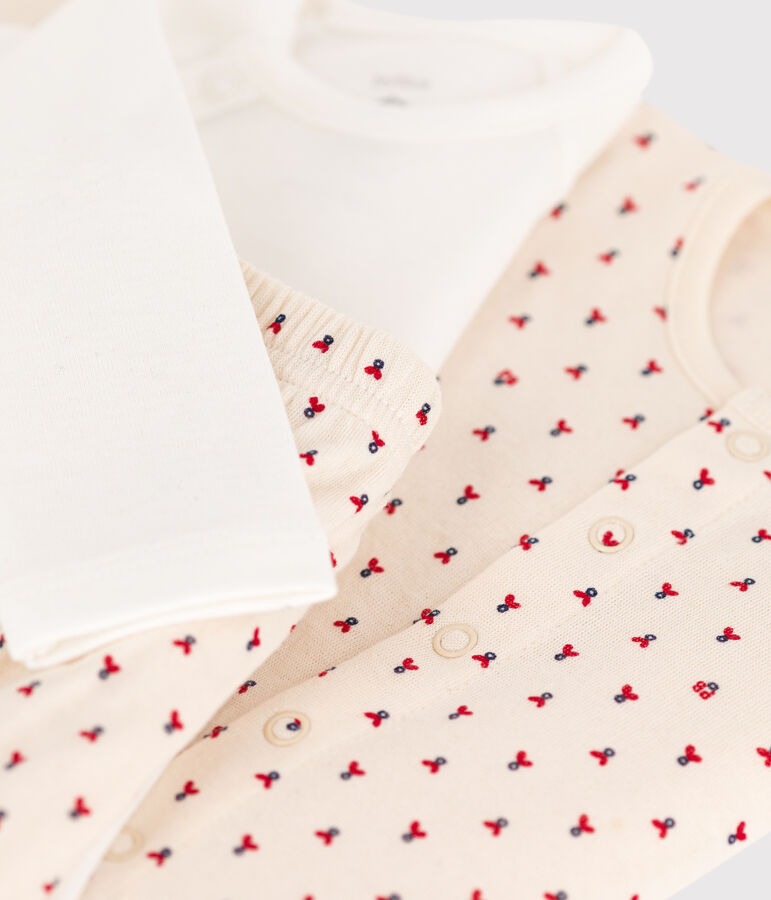 Ensemble 3 pi&egrave;ces b&eacute;b&eacute; en tubique imprim&eacute; graphique blanc MARSHMALLOW/blanc MULTICO