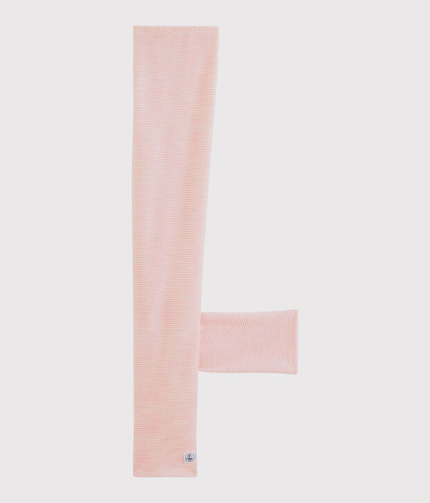 Legging milleraies petite fille en laine et coton rose/blanc