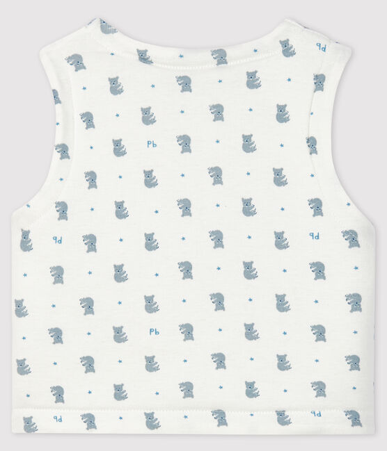 Gilet sans manches bébé en coton biologique ouatinée blanc MARSHMALLOW+GRIS/ MULTICO