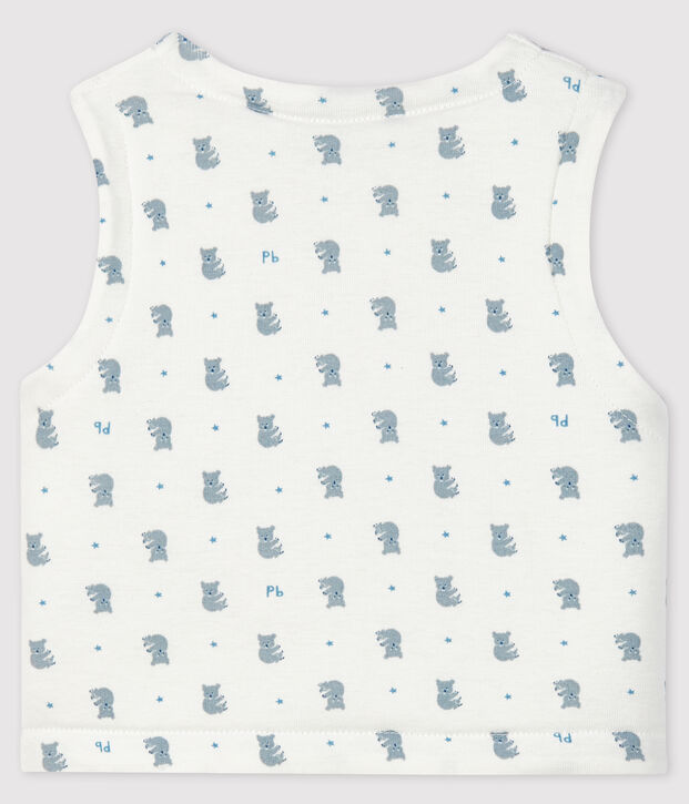 Gilet sans manches b&eacute;b&eacute; en coton biologique ouatin&eacute;e blanc/gris/multicouleur