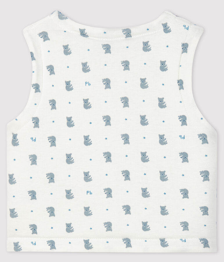 Gilet sans manches b&eacute;b&eacute; en coton biologique ouatin&eacute;e blanc MARSHMALLOW+GRIS/ MULTICO