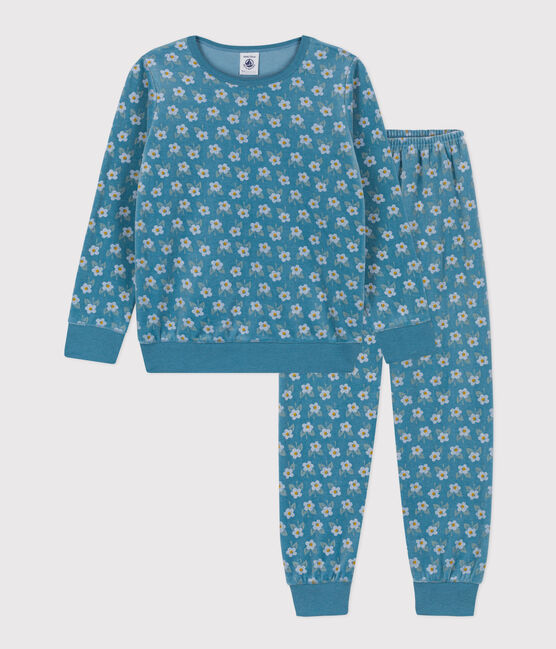 Pyjama fleur petite fille en velours POLOCHON/ MULTICO
