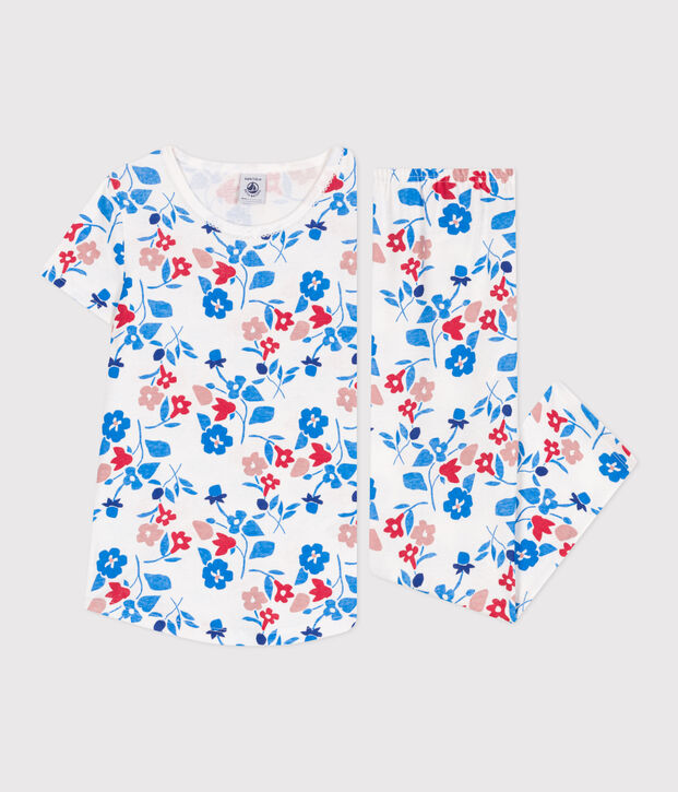 Pyjama enfant en coton blanc/multicouleur