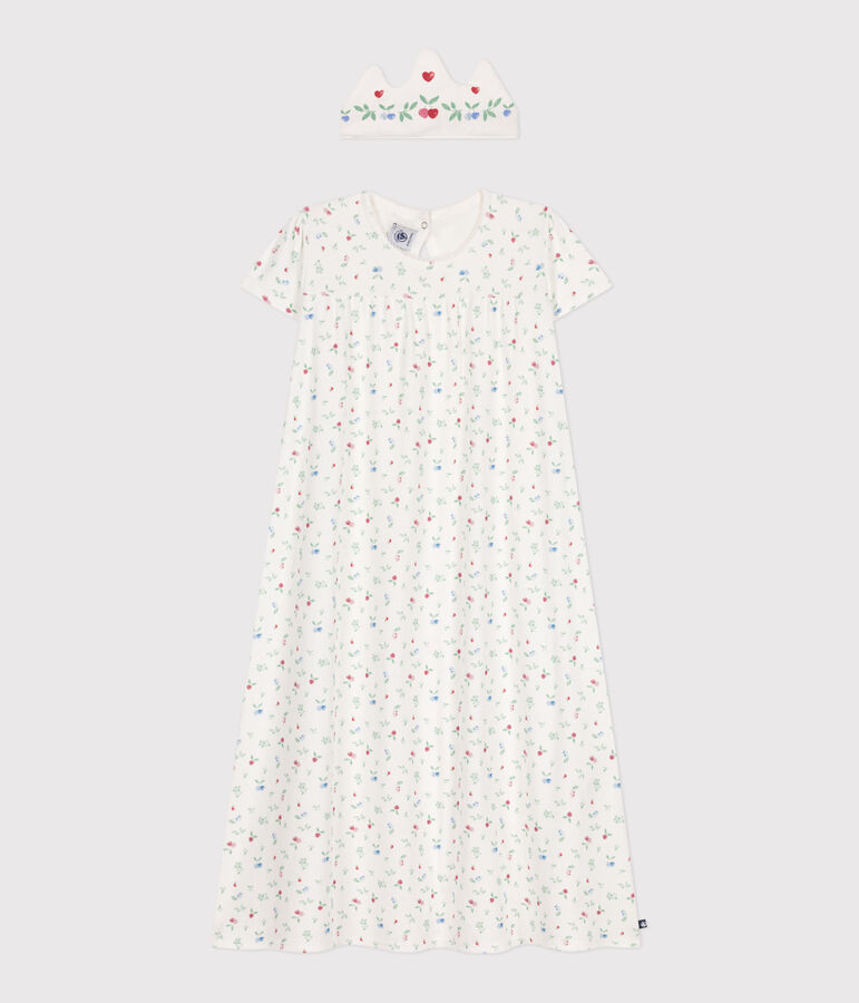 Chemise de nuit d&eacute;guisement et diad&egrave;me enfant en coton blanc MARSHMALLOW/blanc MULTICO