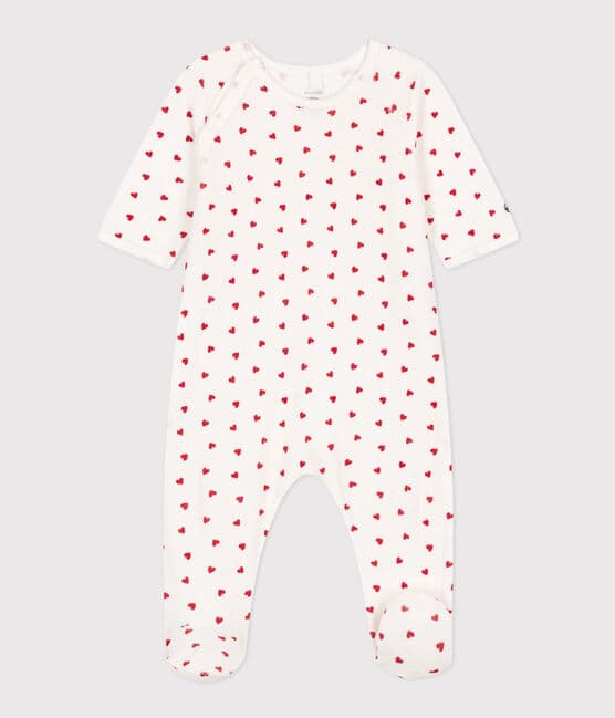 Pyjama bébé coeur en velours blanc MARSHMALLOW/rouge TERKUIT