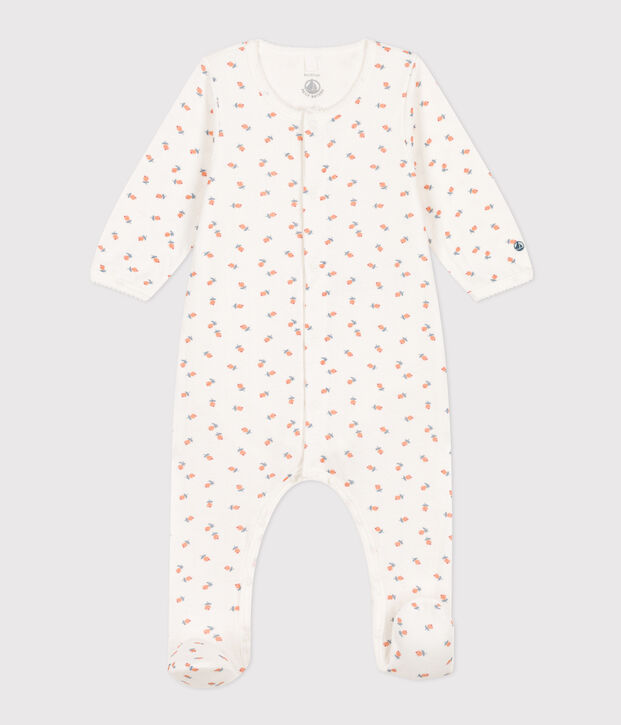 Bodyjama fleurs en tubique blanc/multicouleur
