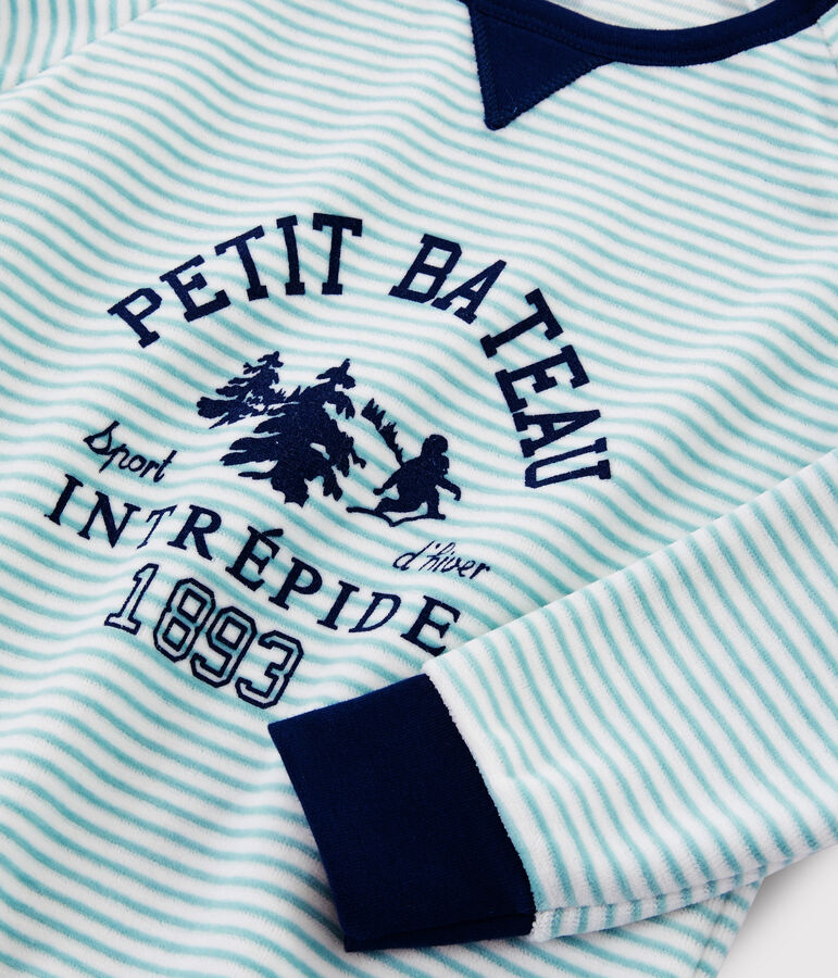 Pyjama motif yeti en velours petit gar&ccedil;on bleu/multicouleur