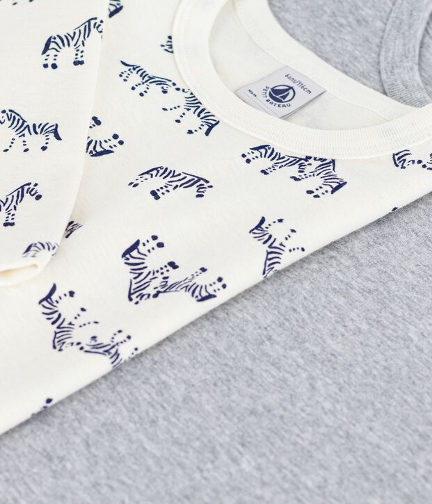 Lot de tee-shirts enfant en coton manches longues imprim&eacute; z&egrave;bres multicouleur