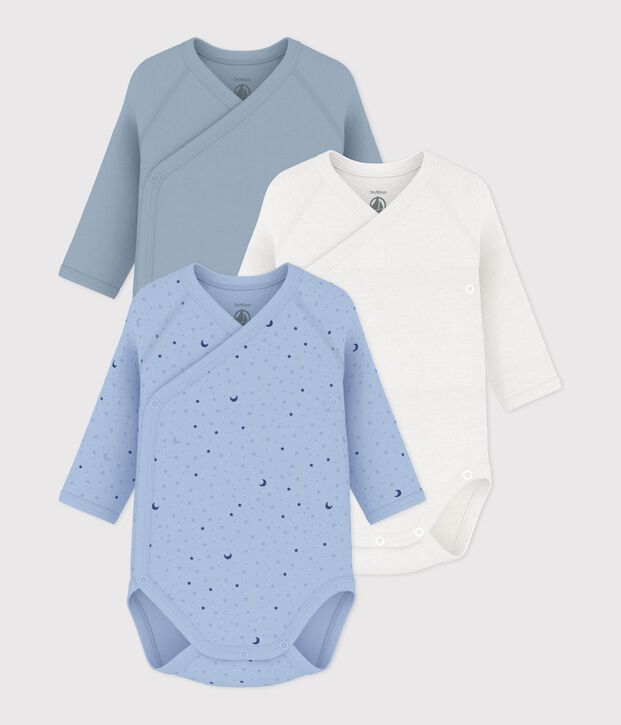 Lot de bodies crois&eacute;s manches longues en coton imprim&eacute; b&eacute;b&eacute; multicouleur