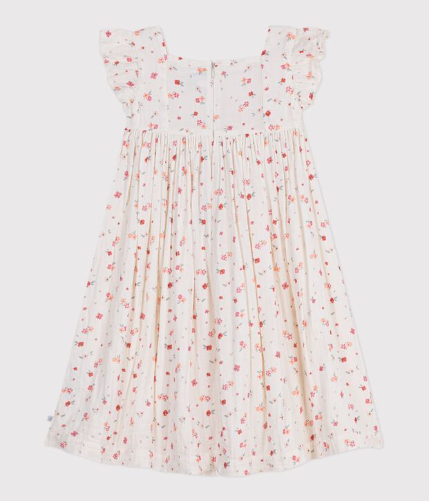 Robe sans manches enfant en coton imprim&eacute; blanc/multicouleur